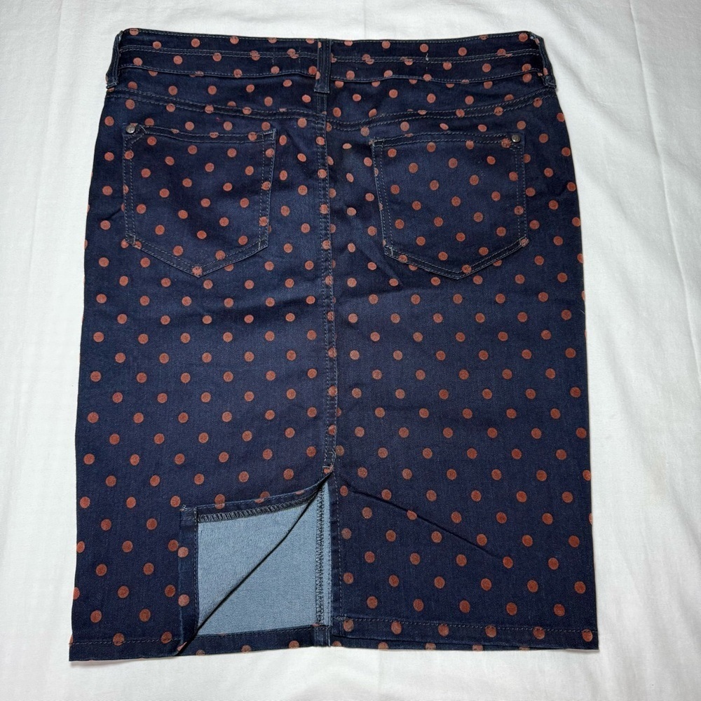 PILCRO & the Letterpress 28 Blue Denim Polka Dots Pencil Skirt Anthropologie - Picture 7 of 8